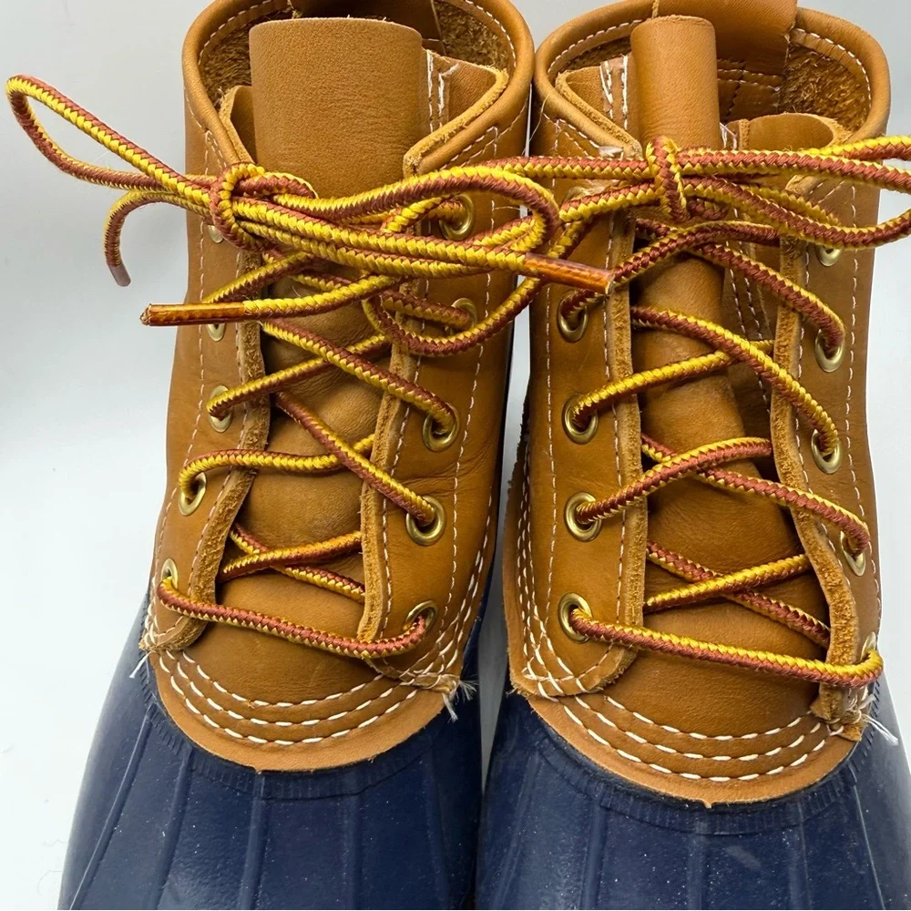 LL‎ Bean Boots Women’s Size 5W (A W) Like New Condition Unlined Navy Foot Rain